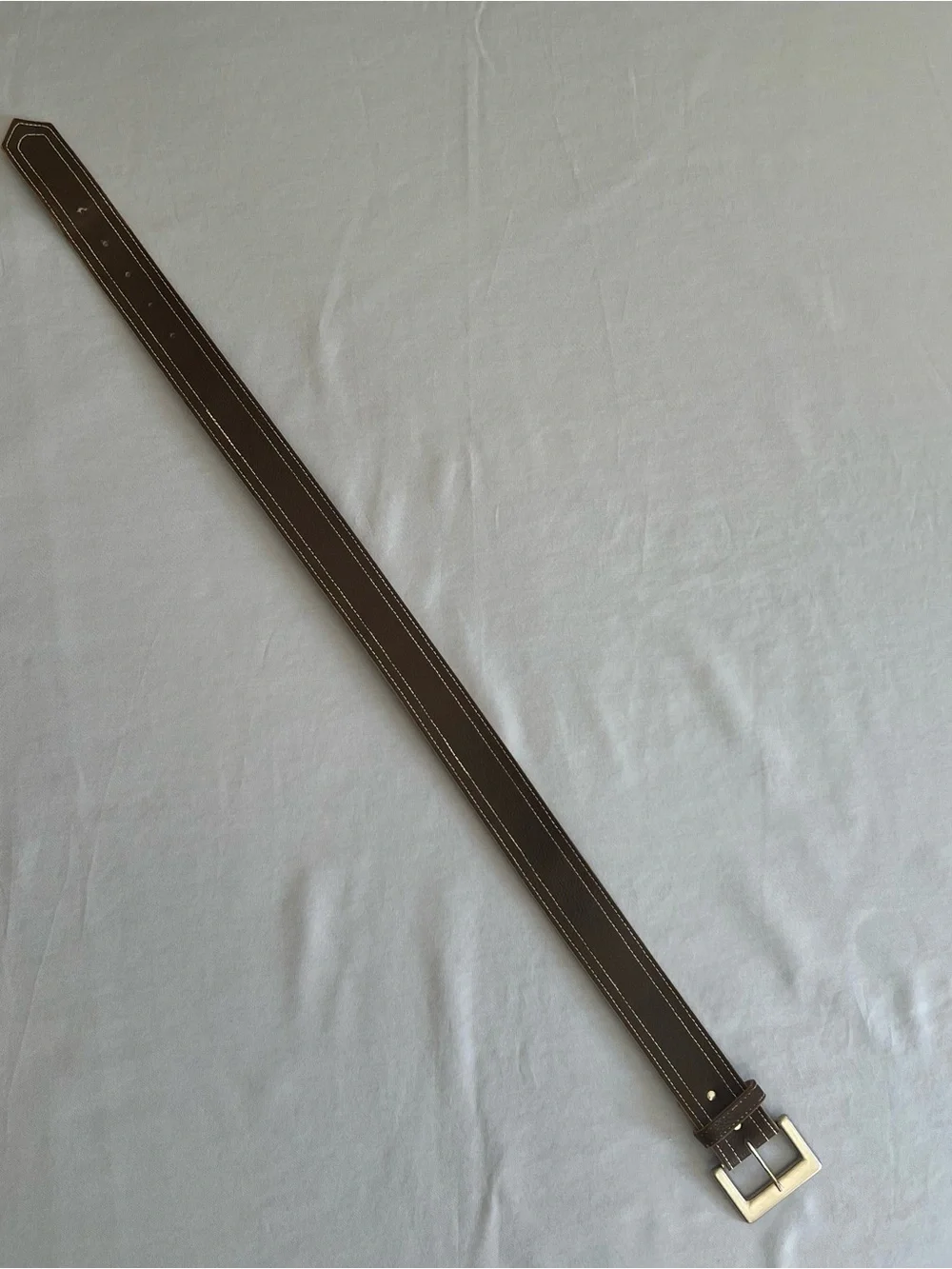 Women’s Dark Brown Belt with Contrast Stitching and Silver Buckle